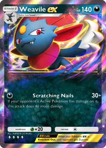 Weavile ex - SpaceTimeSmackdown - Pokémon Pocket Card