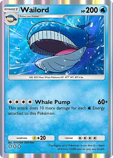200 hp wailord pokemon card 593 Card Number / Rarity Pokemon Mega Wailord 25