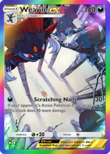 Weavile ex - SpaceTimeSmackdown - Pokémon Pocket Card